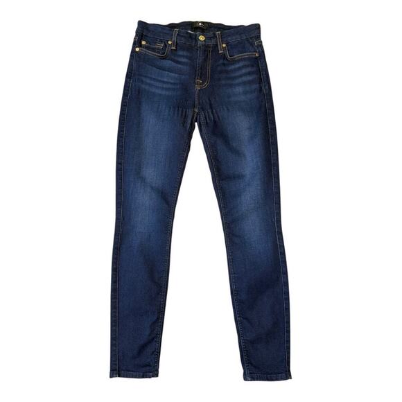 7 For All Mankind Women's Ankle Skinny Jeans Dark‎ Wash Size 4 (27) Blue - Picture 1 of 9